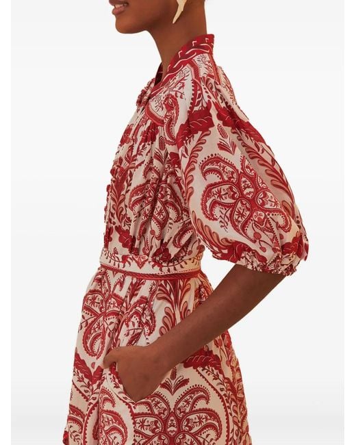 Farm Rio Red Paisley-Print Dress