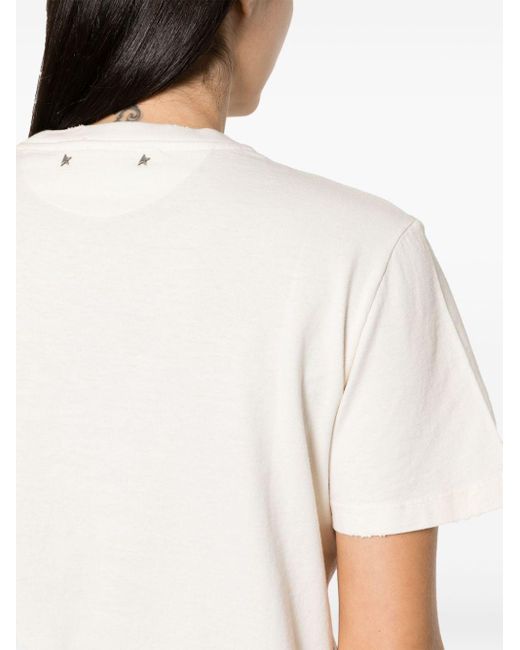Camiseta con eslogan estampado Golden Goose Deluxe Brand de color White