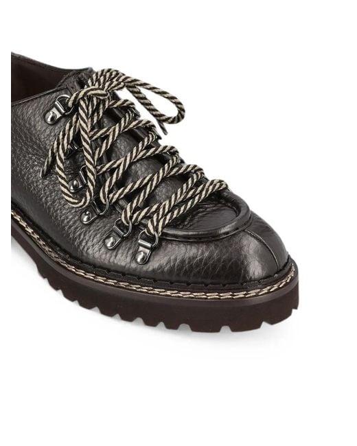 Doucal's Gray Grain-Leather Lace-Up Shoes for men