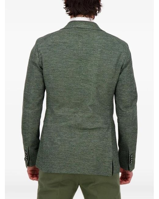 Tagliatore Green Single-Breasted Notch-Lapels Blazer for men