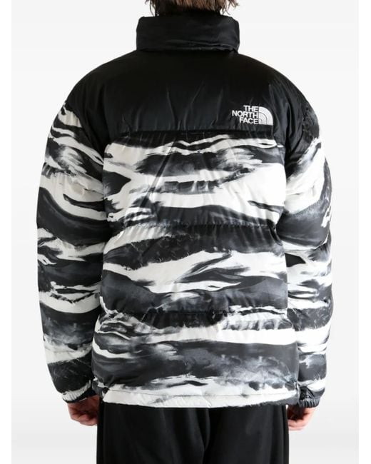 The North Face Black Wave-Print Puffer Jacket for men