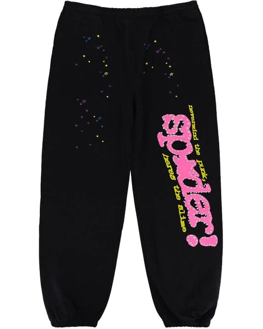 Sp5der Trainingsbroek Met Logoprint in het Black voor heren