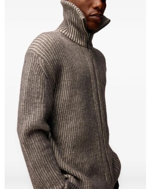 RETORI Gray Two-Way-Zip-Fastening Cardigan for men