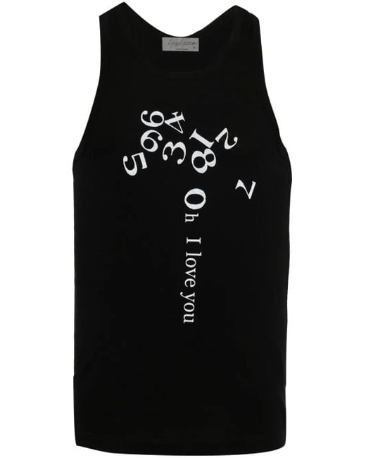 Yohji Yamamoto Black Numbers-Print Cotton Tank Top for men