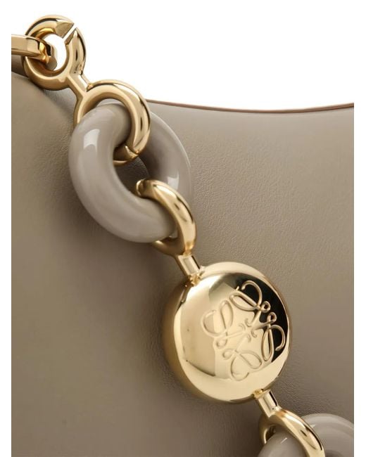 Borsa A Spalla Ola Media Con Decorazione di Loewe in White