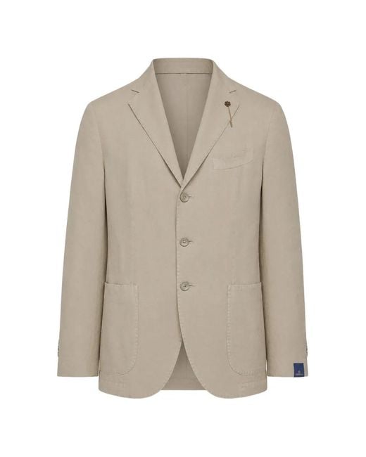 Santaniello Natural Notched-Lapel Single-Breasted Blazer for men