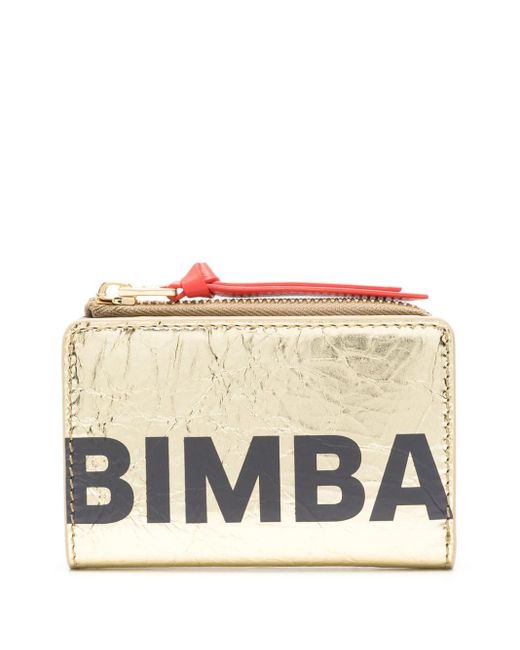 Bimba Y Lola Metallic Logo-print Leather Wallet