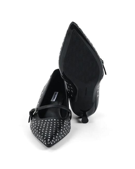 Karl Lagerfeld Black Stud-Embellished Pointed-Toe Pumps