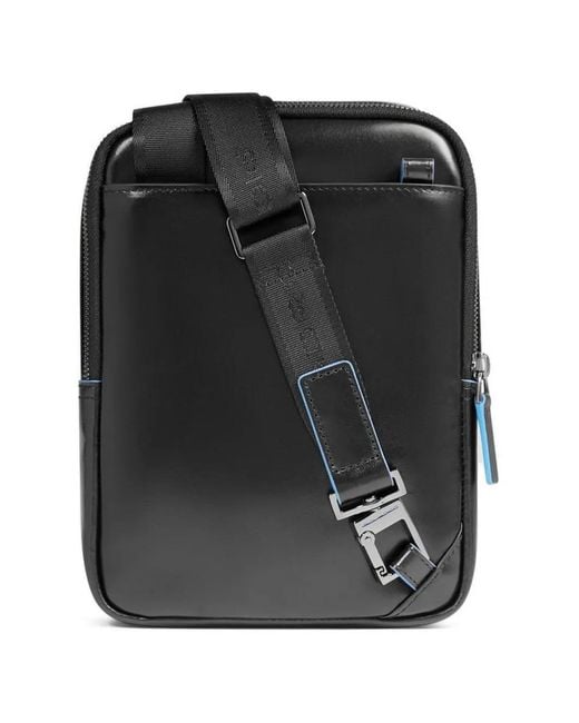 Piquadro Black Logo-Plaque Ipad Cross Body Bag for men