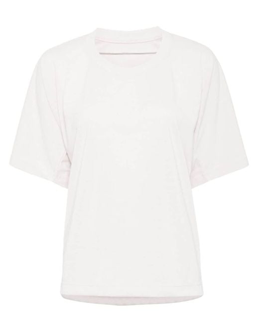Pleats Please Issey Miyake White Ruched Detailing T-shirt