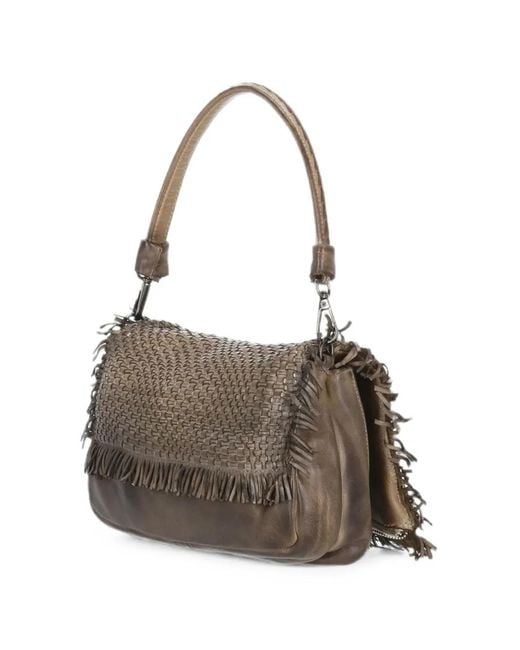 Reptile's House Brown Anfora Braided Fringed Shoulder Bag