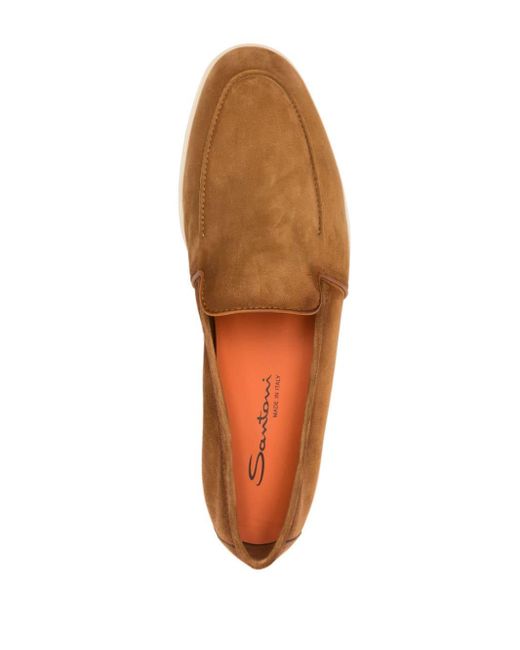 Santoni Wildleder-Loafer mit mandelförmiger Kappe in Brown für Herren