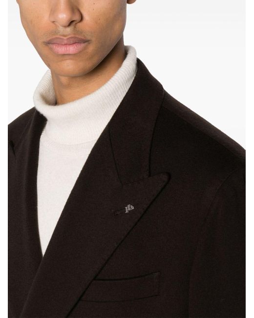 Tagliatore Black Double-breasted Coat for men