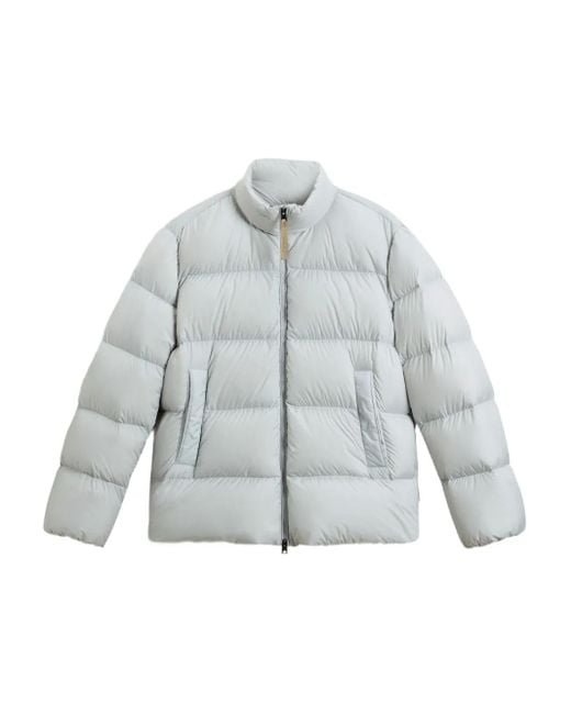Woolrich Gray Quilted Puffer Jacket for men