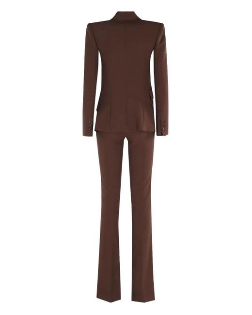 Elisabetta Franchi Brown Shawl-Collar Flared Trousers Suit