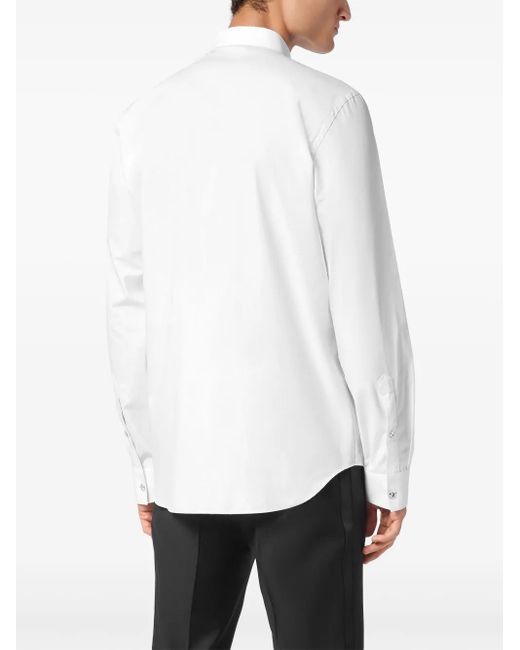 Philipp Plein White Tie Long-Sleeve Shirt for men