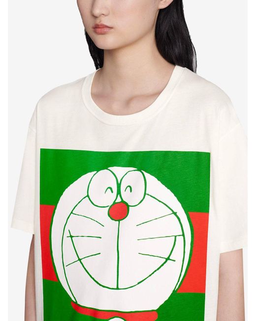 Gucci X Doraemon コットン ホワイト Tシャツ Gucci Doraemon Logo Cotton Jersey T-shirt In White