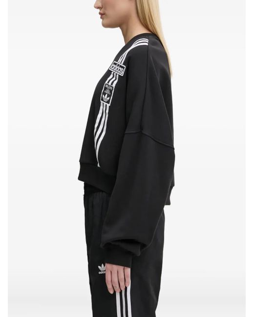 Adidas Black 3-Stripe Cropped Sweatshirt