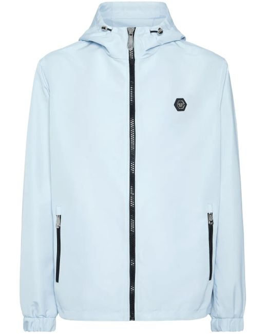 Philipp Plein Windjack Met Logopatch in het Blue voor heren