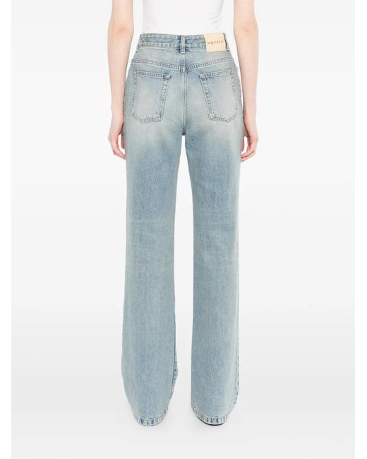 McQueen Blue Crystal-Embellished Jeans