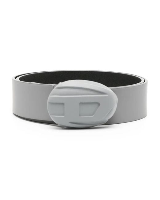 DIESEL Gray B-1Dr Pod 40 Leather Belt for men