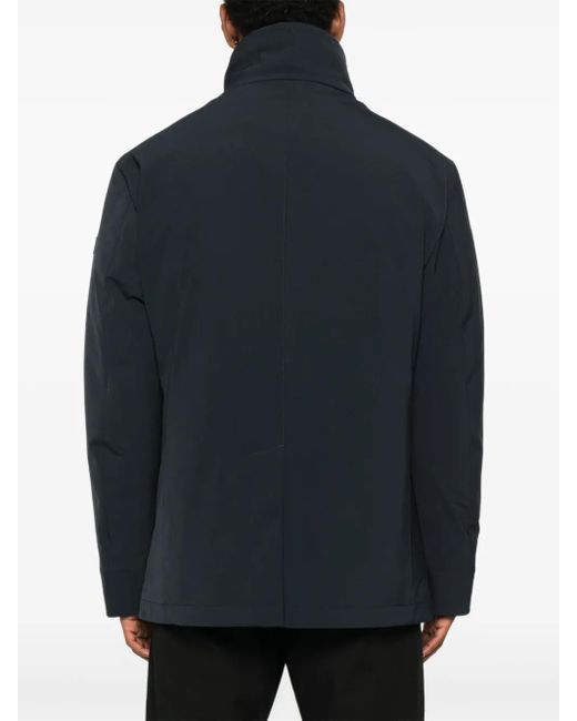 Peuterey Blue Double-Breasted High-Neck Coat for men