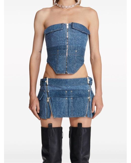 Dion Lee Blue Denim Toolbelt Skirt