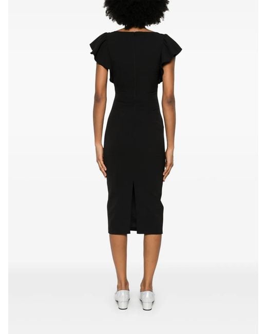 Nissa Black Bow-Detailed Midi Dress