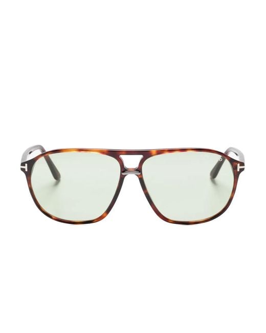 Tom Ford Brown Bruce Tortoiseshell Pilot-Frame Sunglasses for men