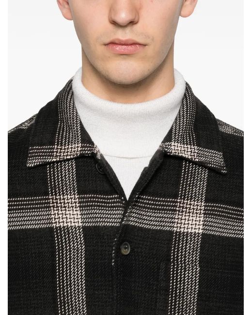 Marc O' Polo Black Buttoned Check Overshirt for men