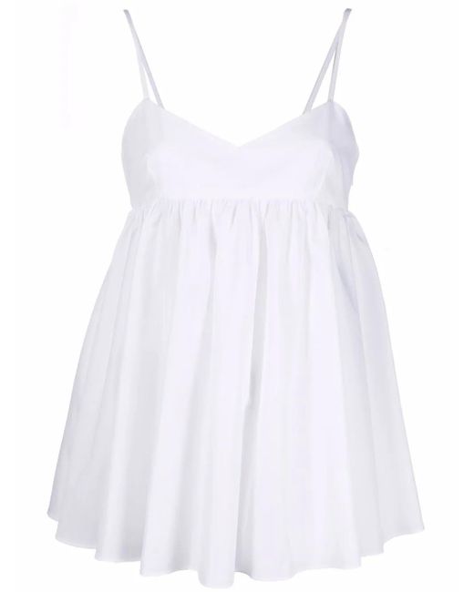 Aspesi White Spaghetti-Strap Peplum Top