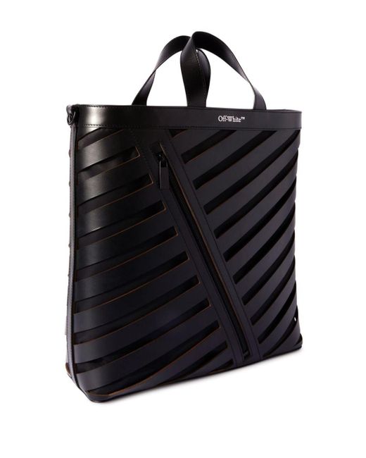 Off-White c/o Virgil Abloh Diag Cut-out Leather Tote Bag in Black for Men
