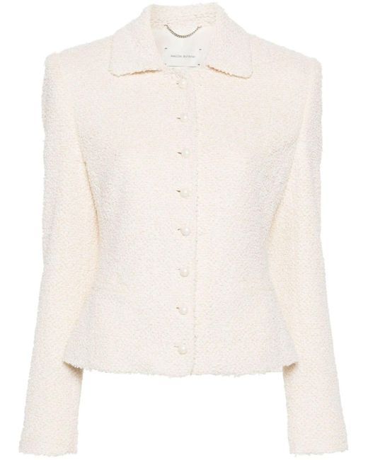 Magda Butrym Bouclé Tweed Jacket in het White