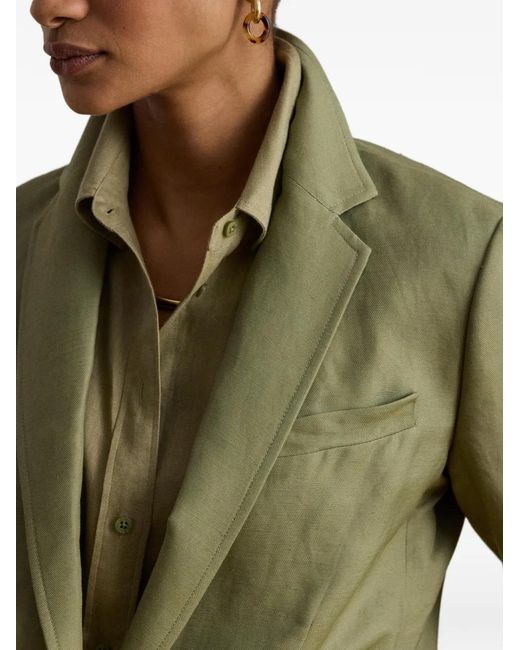 Ralph Lauren Green Single-Button Twill Blazer