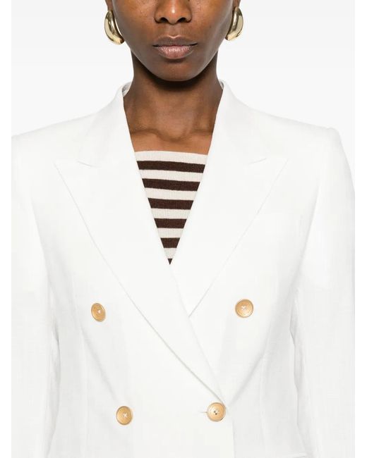 Tagliatore White Double-Breasted V-Neck Blazer