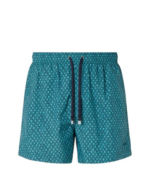 Zegna Blue Oasi-Pattern Swim Trunks for men