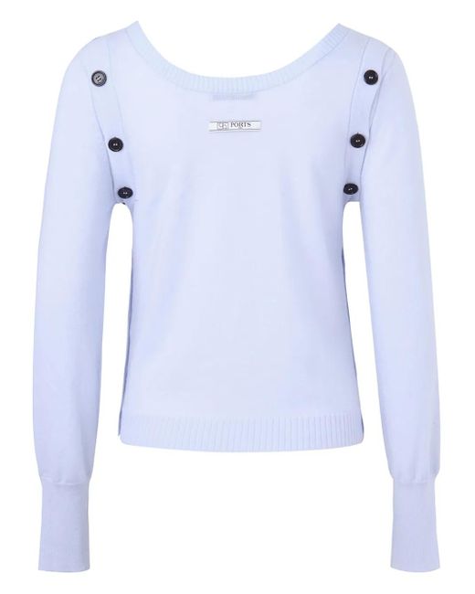 Maglione Con Bottoni A Contrasto di Ports 1961 in Blue