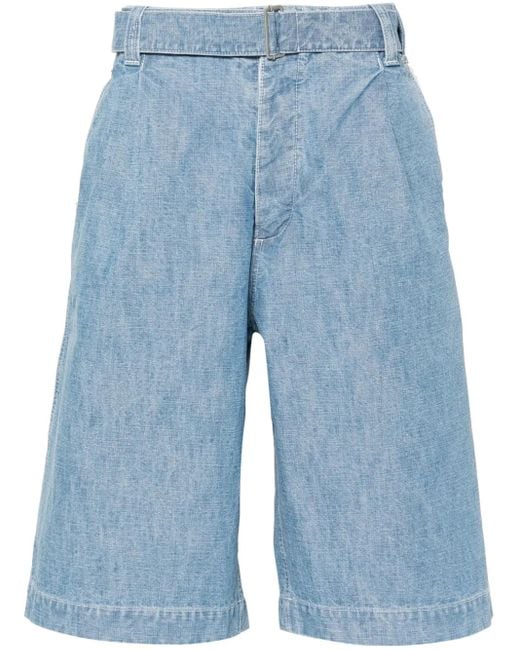 KENZO Blue Pleat-Detail Denim Shorts for men