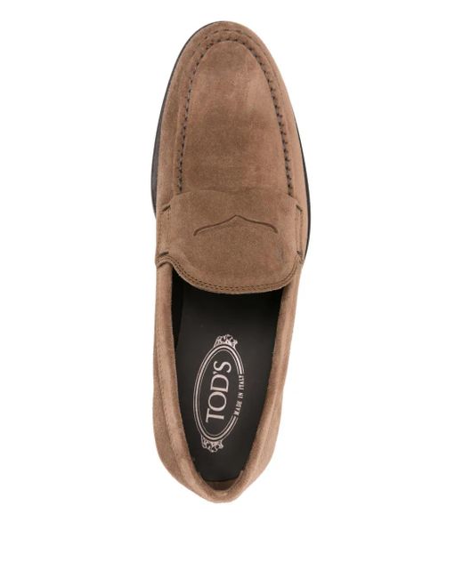 Tod's Brown Penny Suede Loafers for men