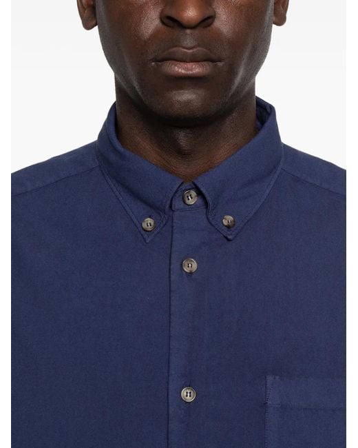 A.P.C. Blue Button-Fastening Pocket Shirt for men
