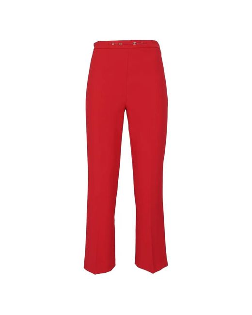 Elisabetta Franchi Red Tone Hardware Straight-Leg Trousers