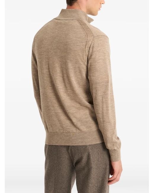 Pringle of Scotland Natural Quarter-Zip Merino Wool Sweater for men