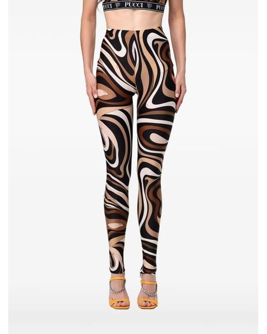 Emilio Pucci Black Marmo-Print Leggings