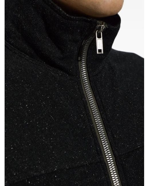 Rick Owens Black Stand-Up Collar Zip-Up Sweater for men