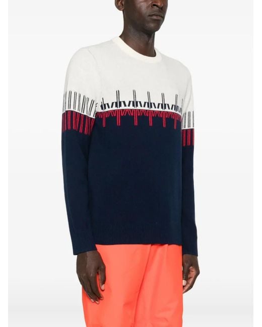 Rossignol Blue Fairisle-Pattern Crew-Neck Sweater for men