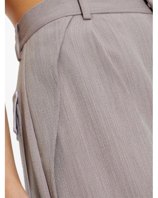 Victoria Beckham Gray Wide-Leg Trousers