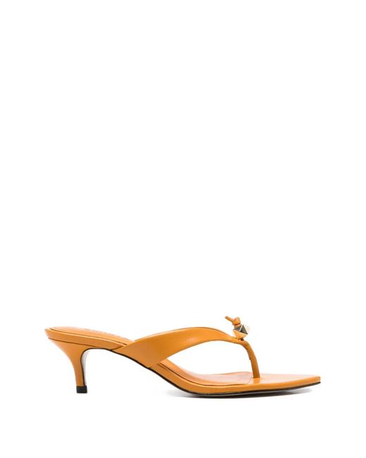 SCHUTZ SHOES Orange Knot-Detail Leather Sandals