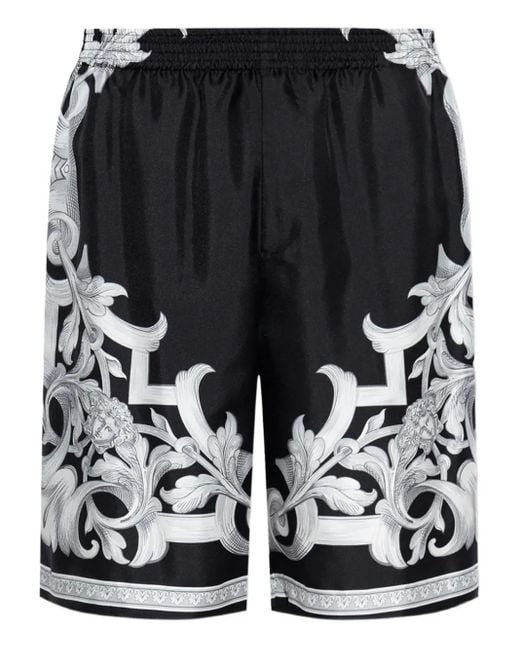 Versace Architectural Baroque Seidenshorts in Black für Herren