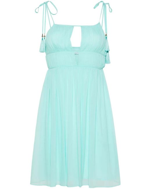 Patrizia Pepe Blue Plissé Crepe Mini Dress