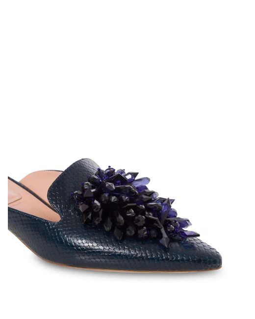 Alberta Ferretti レザーミュール Blue